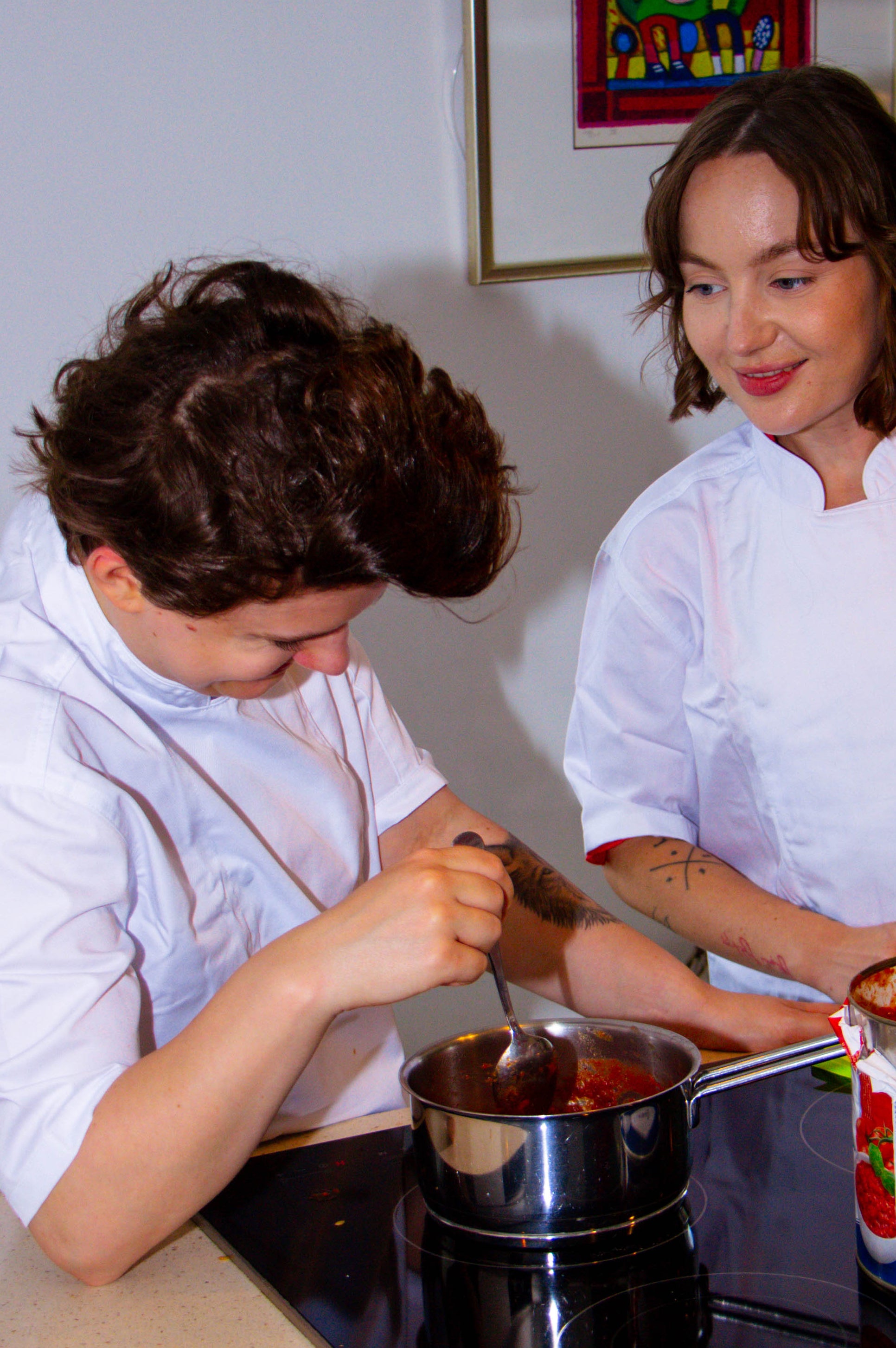 Founders cooking pasta sauce