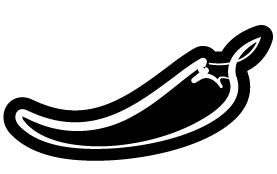 Black silhouette of a chili on a white background